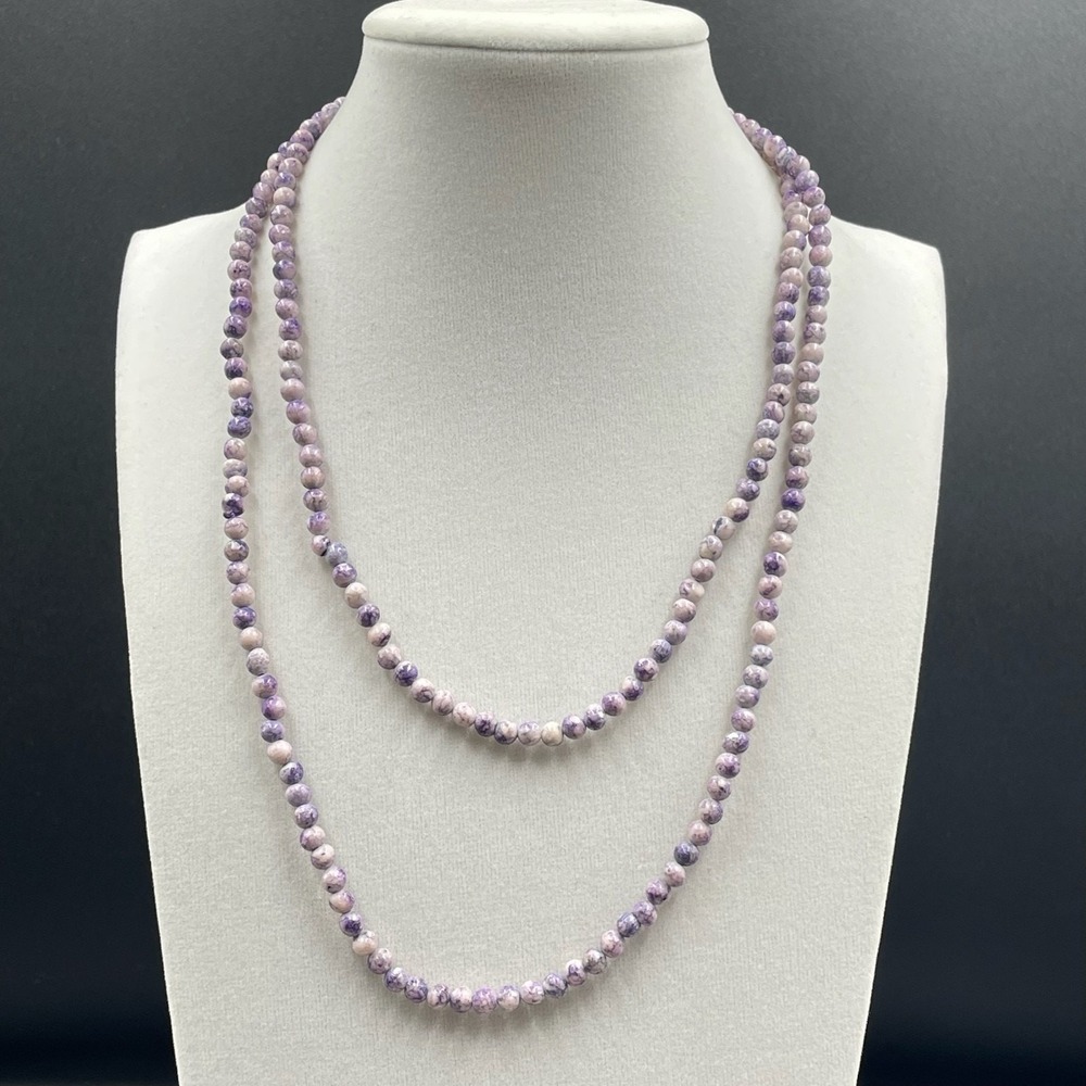 Vintage Boho Purple Fashion Classic Double Stranded Beaded Layered Long Necklace